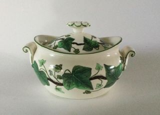 Wedgwood England Napoleon Ivy Oval Sugar Bowl & Lid Vintage Htf