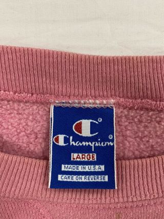 Vintage Champion Sweatshirt Crewneck Size Large Pink 80s Embroidered Made USA 3