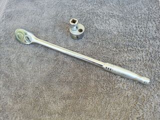 Vintage L - 715 Snap - On Usa Long Handle Ratchet 1/2 " Drive & A 50 Stud Extractor