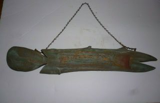 Very Cool Old Folk Art Carved Fish Bait Shop Trade Sign