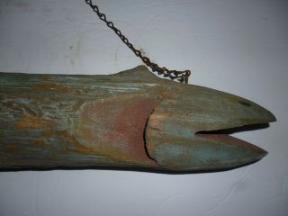 VERY COOL OLD FOLK ART CARVED FISH BAIT SHOP TRADE SIGN 2