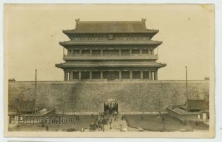 Vintage 1910 Photograph China Postcard Rppc Chienmen Gate Tartar City Wall Photo