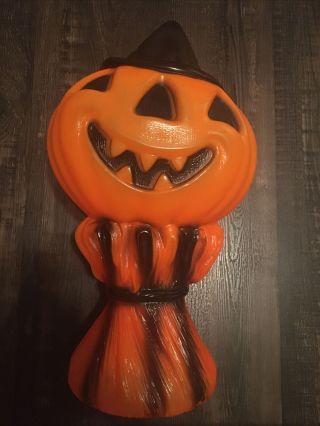 Vintage Empire Plastics Corp.  Blow Mold Halloween Pumpkin Scarecrow With Label