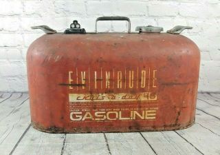 Vintage Evinrude 6 Gallon Marine Outboard Boat Motor Gas Can With Gauge