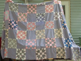 Antique Vintage Colorful Quilt Top Feed Sack