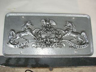Vintage Pressed Metal Pennsylvania Flag License Plate Pa State Auto Tag