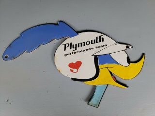 Vintage Plymouth Road Runner Porcelain Sign (rare) Automotive Soda Pop Oil Gas