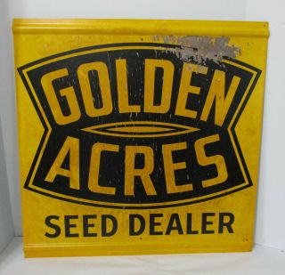 Vintage 1977 Golden Acres Seed Dealer Metal Advertising Sign