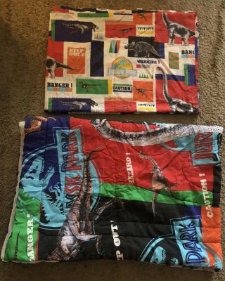 Vintage Jurassic Park 1992 Twin Size Comforter Blanket & Twin Sheet Made In Usa