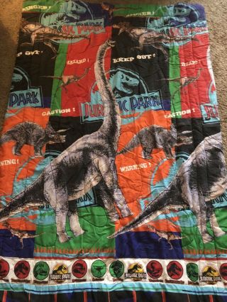 Vintage Jurassic Park 1992 Twin Size Comforter Blanket & Twin Sheet Made In USA 3