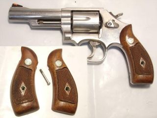 Vintage Factory Diamond Gun Grips S&w K Frame 10 11 12 14 15 19 64 65 Round Butt