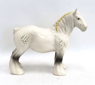 Vintage Beswick England Shire Cart Horse Figurine Grey White Large 8.  5 " - W77