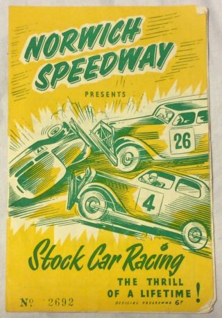 Collectable Vintage Norwich Stock Car Programme 11th June 1955 Rare