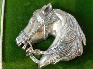 Vintage Sterling Silver Marcasite Equestrian Equine Horse Head Brooch Pin Cl 5