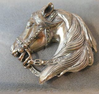 Vintage Sterling Silver Marcasite Equestrian Equine Horse head Brooch Pin CL 5 2