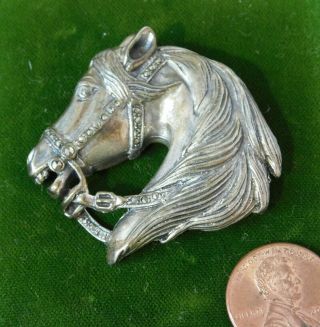Vintage Sterling Silver Marcasite Equestrian Equine Horse head Brooch Pin CL 5 3