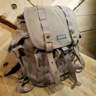 Coleman Hiking Backpack Canvas O D Green Vintage - Swanky Barn