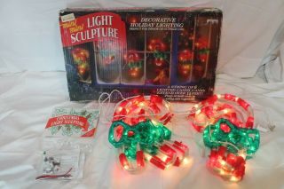 Vintage Mr.  Christmas Mini Mini Light Sculptures Candy Cane Set