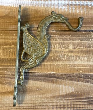 Vintage Brass Metal Figural Dragon Griffin Coat Hat Wall Hook 8.  5 "