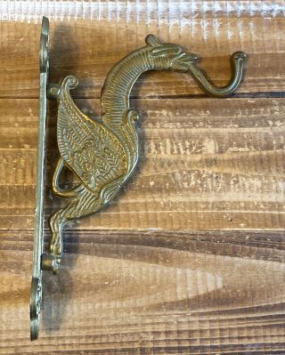 Vintage Brass Metal Figural Dragon Griffin Coat Hat Wall Hook 8.  5 