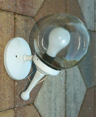 Vintage Exterior Wall Angled Globe Lamp Light Fixture Round Atomic Unique Old Je