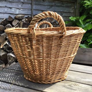 Old Vintage Traditional Large 26” Long Laundry To Line Hamper Wicker Log Basket 3