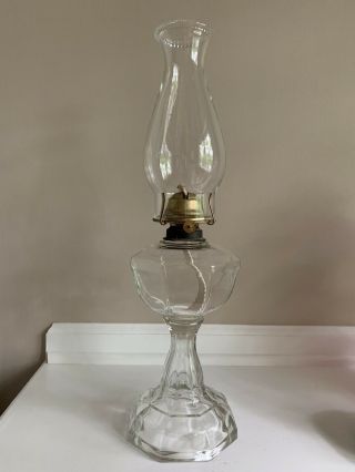 Antique P&a Dorset Octagon Pedestal Glass Oil Lamp 19”