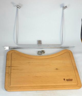 Vintage Weber Kettle Grill Sidekick Wood Work Table Cutting Board