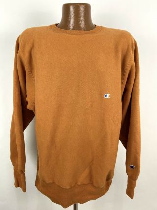 Vintage Champion Reverse Weave Crew Neck Sweatshirt Xl Burnt Orange Logo Usa