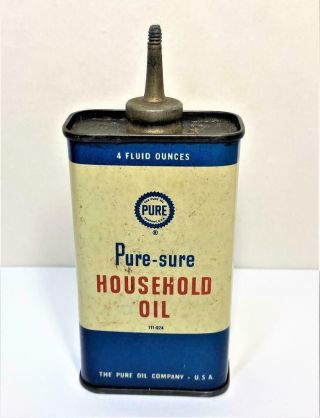 Vintage Advertising Pure Sure Household Oil Lead Top Oiler Pure Oil Company