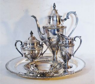 Vintage International Silver Castleton Silverplate Tea / Coffee Service W/ Tray