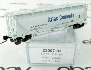 N Scale Nacc Pd3000 Covered Hopper - Atlas Cements 93004 - Trainworx 23007 - 03