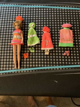 Vintage Topper Dawn,  Jessica In Orange Multi Color Mini And 3 Stewardess Dresses