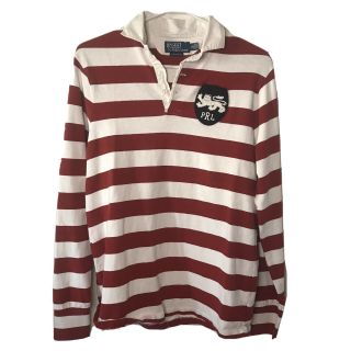 Vtg Polo Ralph Lauren Prl Vintage Red White Striped Rugby Polo Shirt Size M