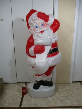Vintage Huge Santa Claus With List Lighted Christmas Blow Mold 43 " By Union (c)