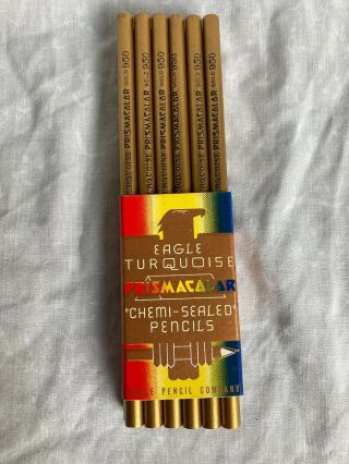 Vintage Eagle Turquoise Prismacolor Chemi - Colored Pencils X 12