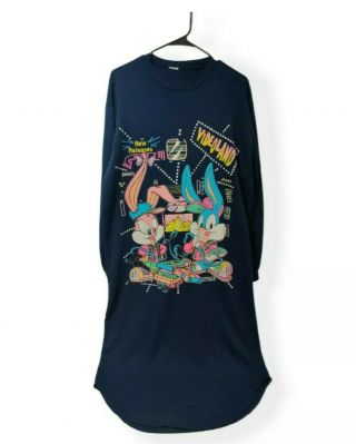 Vintage Looney Tunes Bugs Bunny Lola Bunny T - Shirt Dress Womens Small Blue 1994