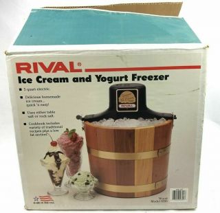 Vintage Rival Electric Ice Cream/yogurt Freezer 8550 Wood Bucket 5 Qt.