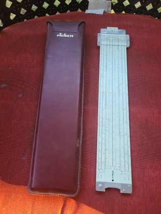 Vintage 1960 Pickett N 3 - T Slide Rule With Leather Case Pre Owned
