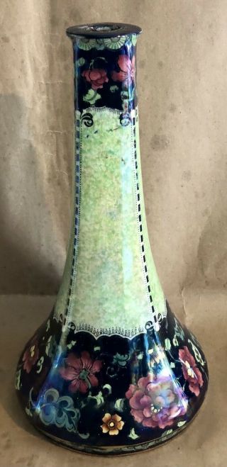 Vintage Maling Pottery 12 Inch Table Lamp Base H/painted Lustre Glaze