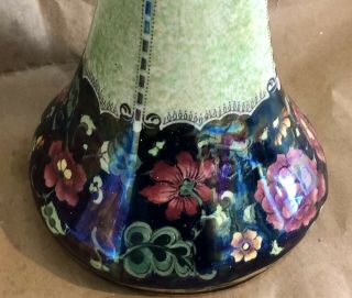 VINTAGE MALING POTTERY 12 inch TABLE LAMP BASE H/PAINTED LUSTRE GLAZE 2