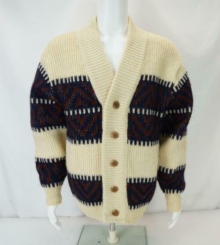 Vtg Pendleton 100 Wool Cardigan Sweater Made In Usa Multicolor Men 