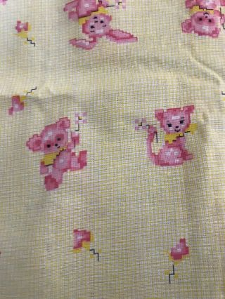 Lg Vintage Novelty Org Cotton Feed Flour Sack Bag - Pink Cats - Bears - Bunny - Child