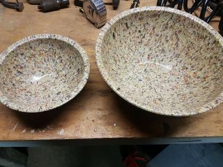 Vintage Brookpark Confetti Melamine Melmac Nesting Bowls 11.  1/4 " And 8 1/4 "