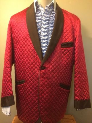 Vtg 50s 60s Red Tux Dinner Smoking Jacket Mens Tuxedo Prom Rat Pack Coat Blazer
