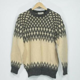 Vintage James Pringle Nordic Pattern Wool Sweater Men 