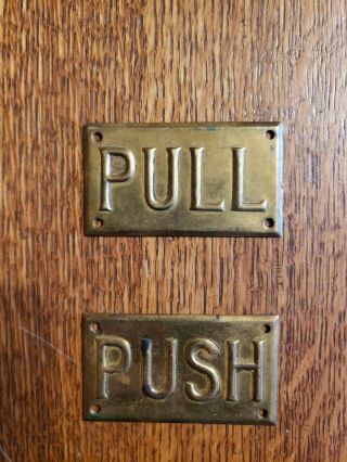 Antique Vintage Brass Door Plates Push Pull Store Theater Bank Gas Station