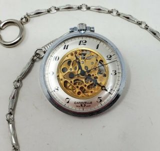 Vintage Cavarelle Swiss Made Open Face Skeleton Mechanical Pocket Watch