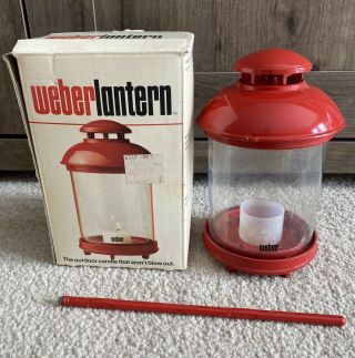 Vintage Weber Lantern Red 1984 Lars Sweden Missing Handle