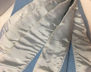 Vtg Acrylic Blanket Thermal Satin Trim Baby Blue 86” X86” Made In Usa Fieldcrest